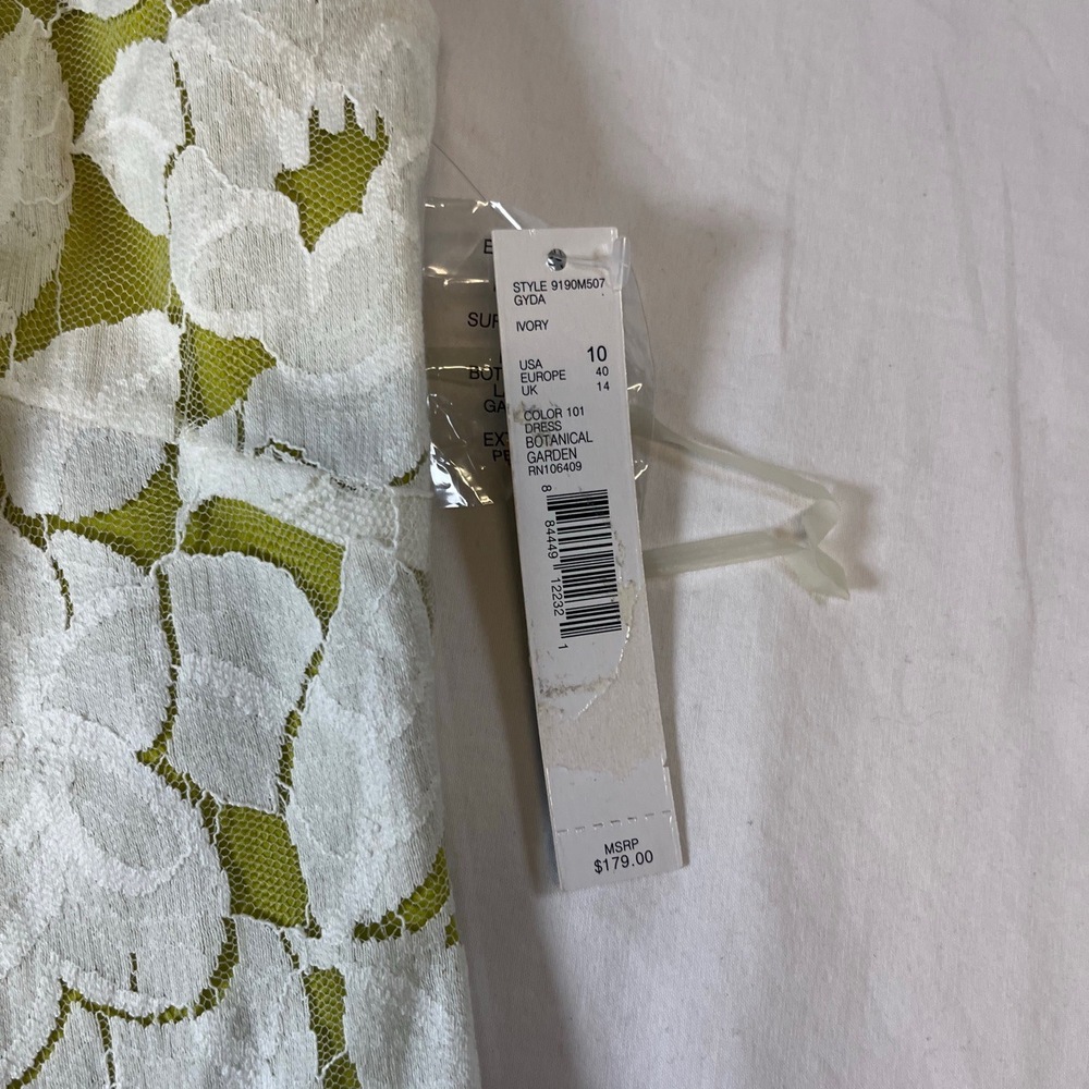 NWT Antonio Melani Ivory Floral Sleeveless Sheer Overlay Button Front Dress US 1 - Picture 5 of 7